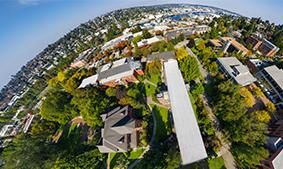 The 西雅图 Pacific University campus in a 360 circular globe